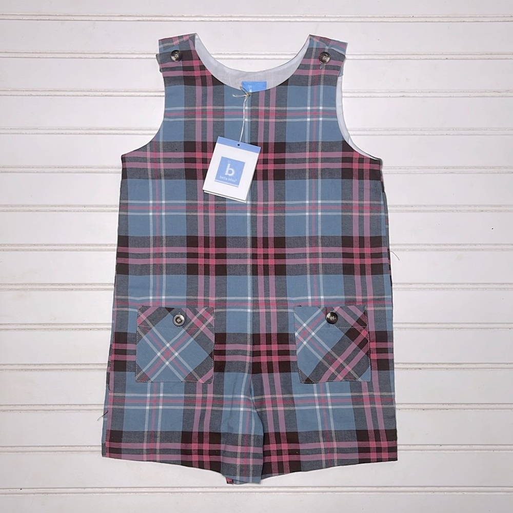 BELLA BLISS NWT 100% Cotton Classic Preppy Tipton Plaid John John Romper